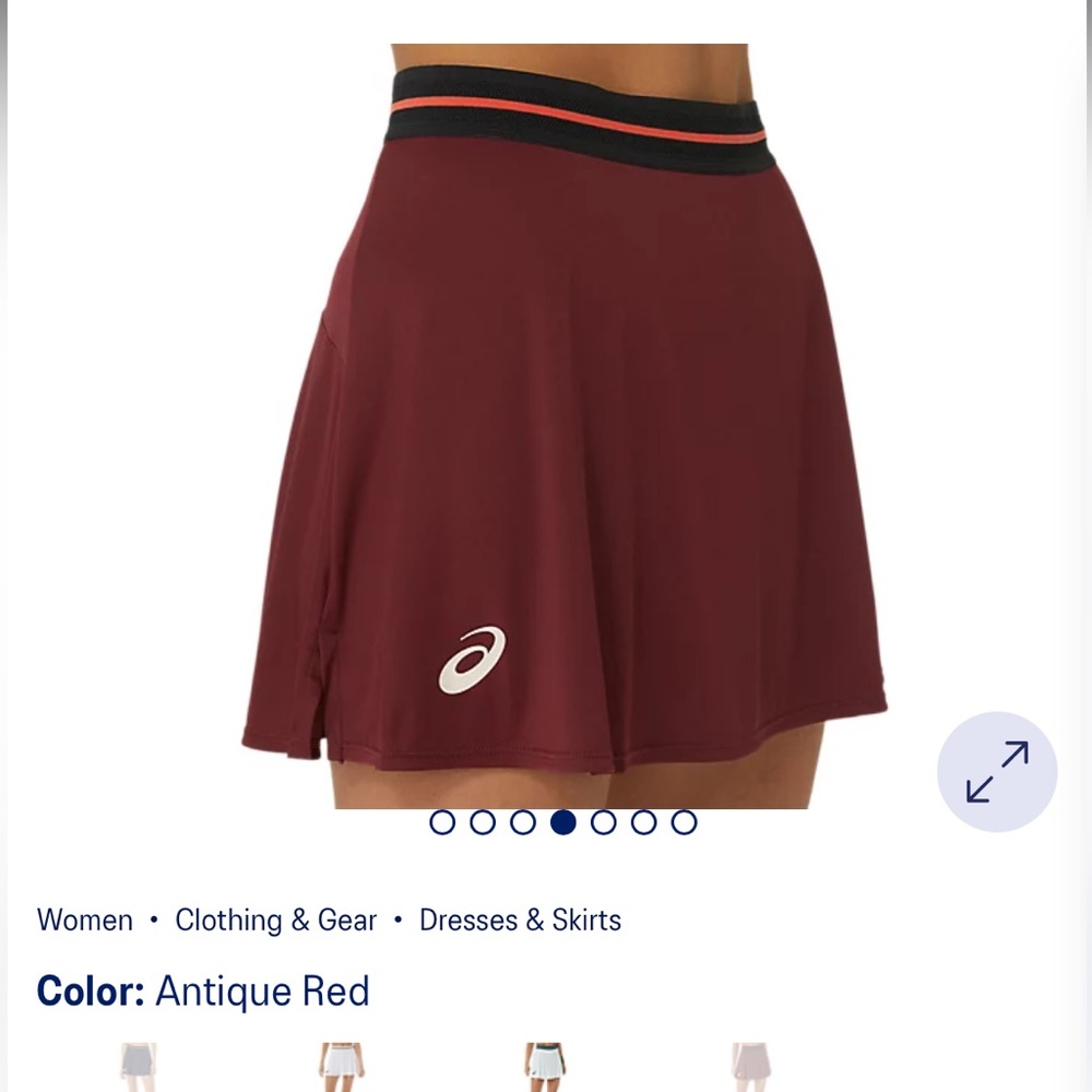 ASICS Women's Match Tennis Pickleball Skirt Skort Antique Red Large